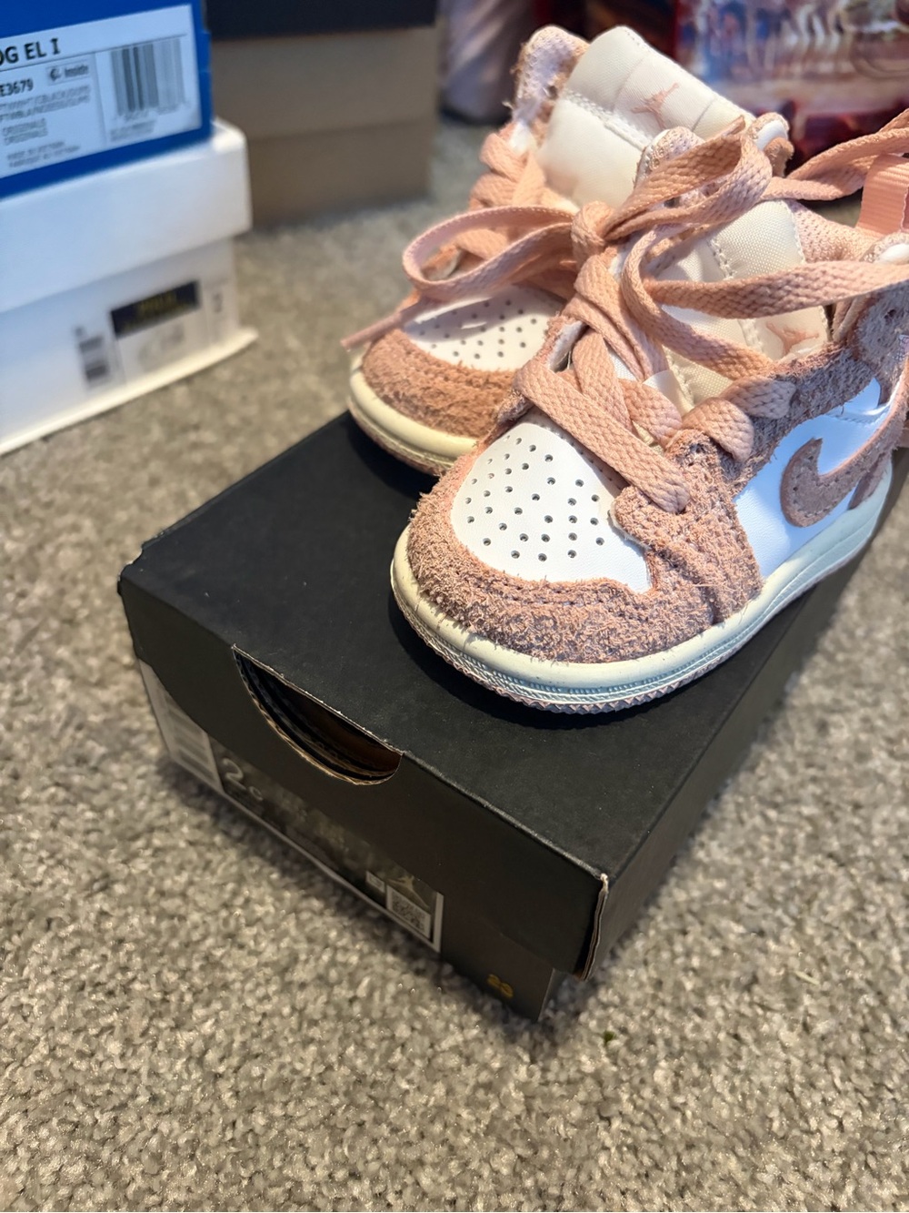 Jordan Kids Pink and White Low-Top Sneakers
